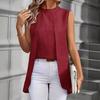Sleeveless Women Loose Irregular Shirts Elegant Fashion Summer Blouse Solid Color Sweet Simple Office Long Tops Streetwear Casual Simple Clothing