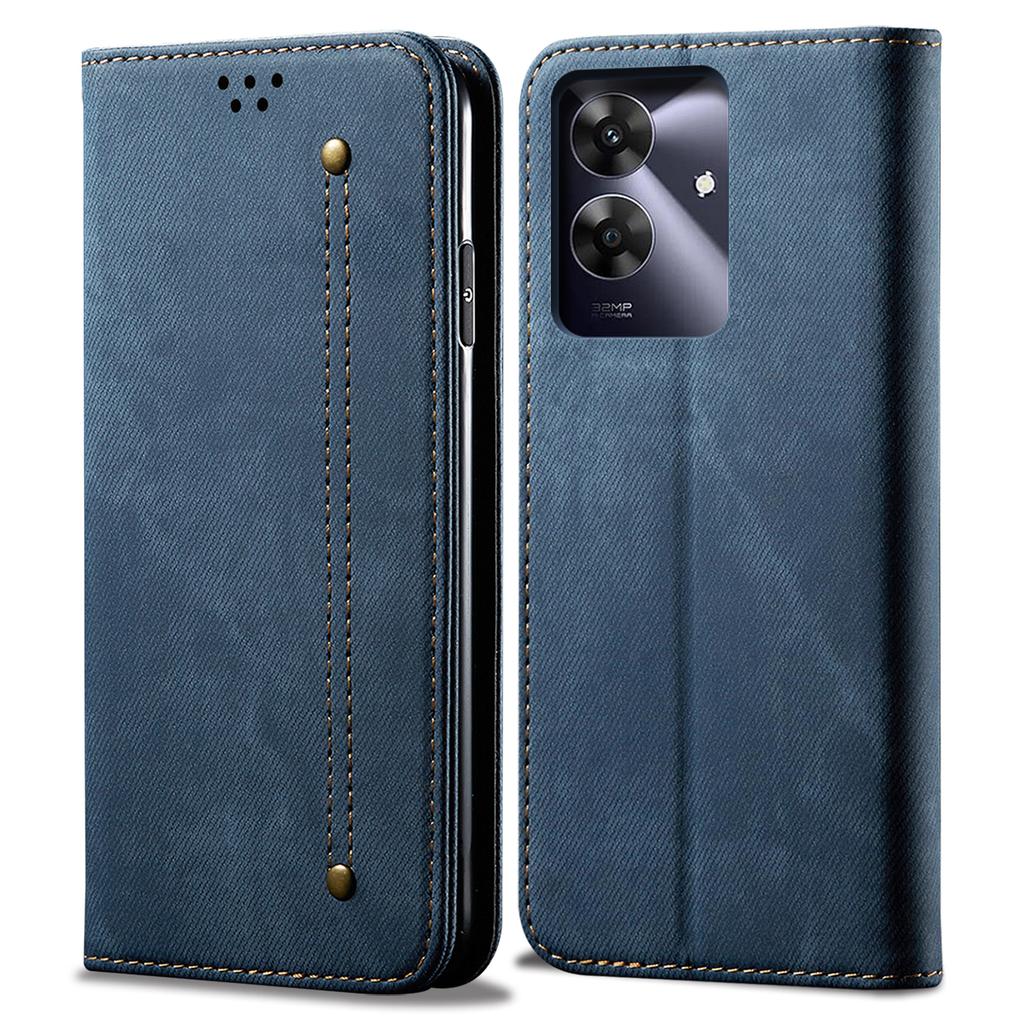 For Realme Note 60/Narzo N63 4G/C61 (India) 4G/Note 60x 4G/C63 4G/C61 4G Case Jeans Cloth Texture Leather Stand Phone Cover