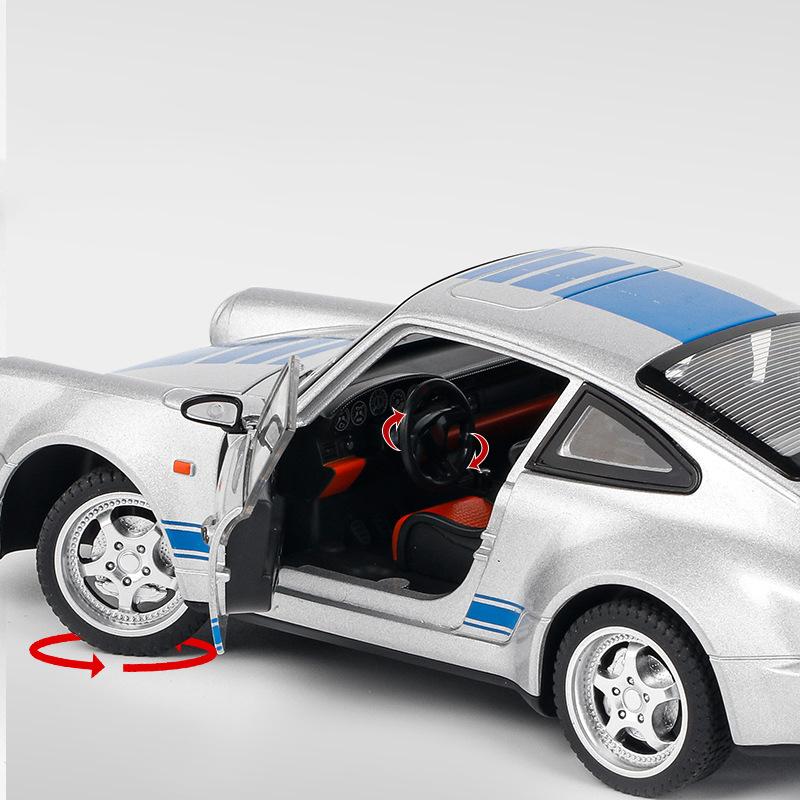 1/24 Porsche 911 964 Carrera RS Alloy Car Diecasts & Toy Vehicles Car Model Sound and Light Pull Back Car Toys for Kids Gifts