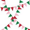 Meetppy 3 Pack Strawberry Party Decorations Red Pink Green Double Sided Paper Glitter Pennant Banner Paper Triangle Flags Bunting Hanging Decoration