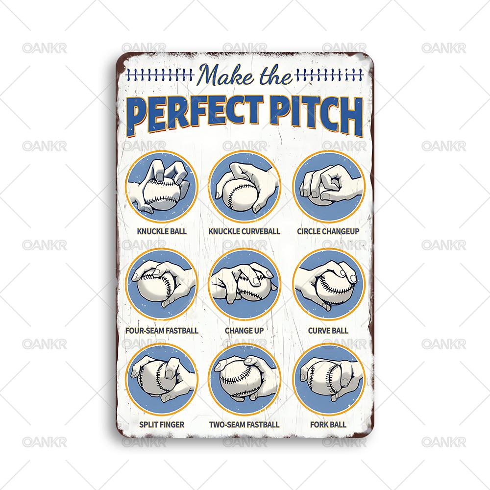 Classic Baseball Art Poster Metal Tin Sign Vintage Gymnasium Practice Poster Metal Signs for Gym Man Cave Home Wall Decor