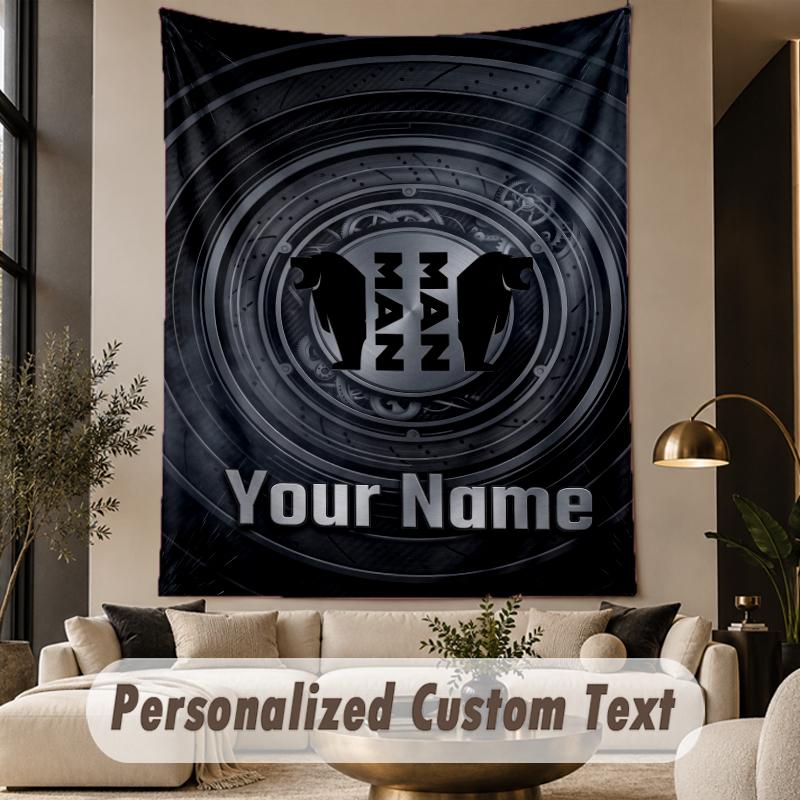 Custom Text Tapestry MAN Truck Print Wall Tapestry Indoor Living Room Wall Decor