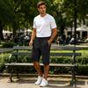 Men’s Ultra Lightweight Stretchy Ice Silk Seven Tenth Length Pants with Elastic Waistband and Zipper Pockets for Everyday Wear