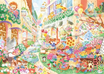 Epoch 500 Piece Jigsaw Puzzle Nakauchi Waka - Wonderful Flower Shop (38x53cm) with Glue, Spatula, Score Ticket