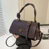 High-end Soft Leather Small Square Bag for Women Retro Large Capacity PU Crossbody Bags Simple Solid Color Hasp Handbags
