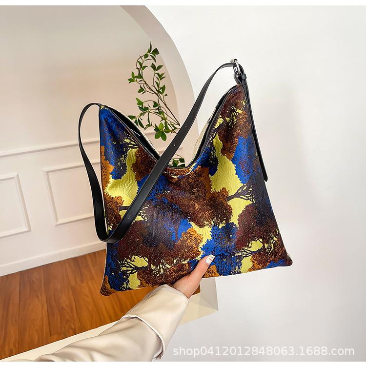 

Wholesale Flower Canvas Bag Large Capacity Shoulder Underarm Bag Niche Design Versatile Fashion Printed Messenger Bag Large Bag