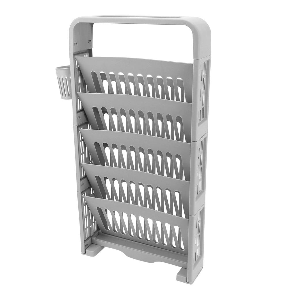 Classroom Deskside Bookshelf Large Capacity 6 Tier Multifunctional Slim Library Reading Storage