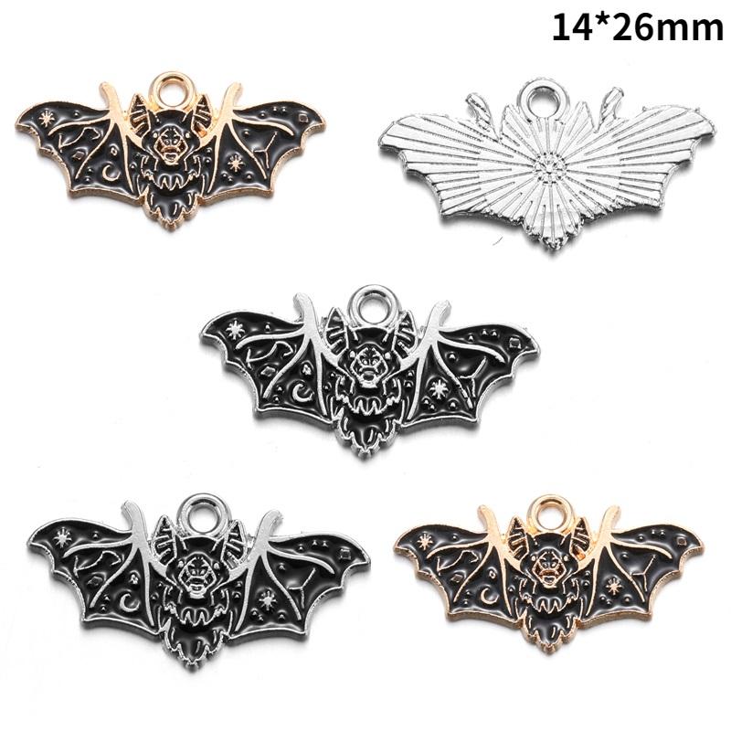 10pcs Enamel Charms Halloween Black Skull Butterfly Charms Pendant Designer CharmsFit Jewelry Making DIY Jewelry Findings W345