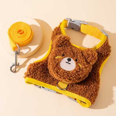 Autumn and Winter Out Dog Leash Wool Grain Warm Small Dog Cat Vest Leash Pet Traction