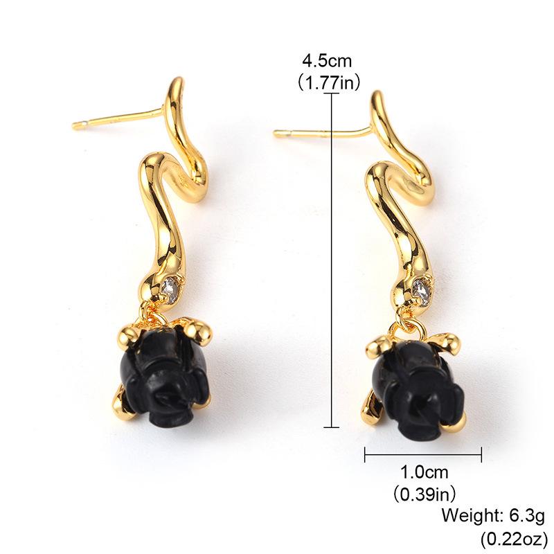 

High-End Retro Red Rose Earrings in S925 Silver