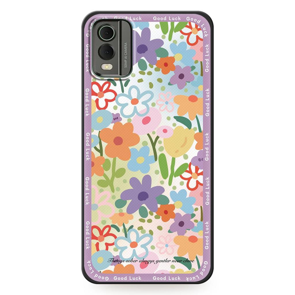 Cute Anti-dust Phone Case For Nokia C32 Waterproof Flower Back Cover Full Wrap Dirt-resistant Durable Protective TPU