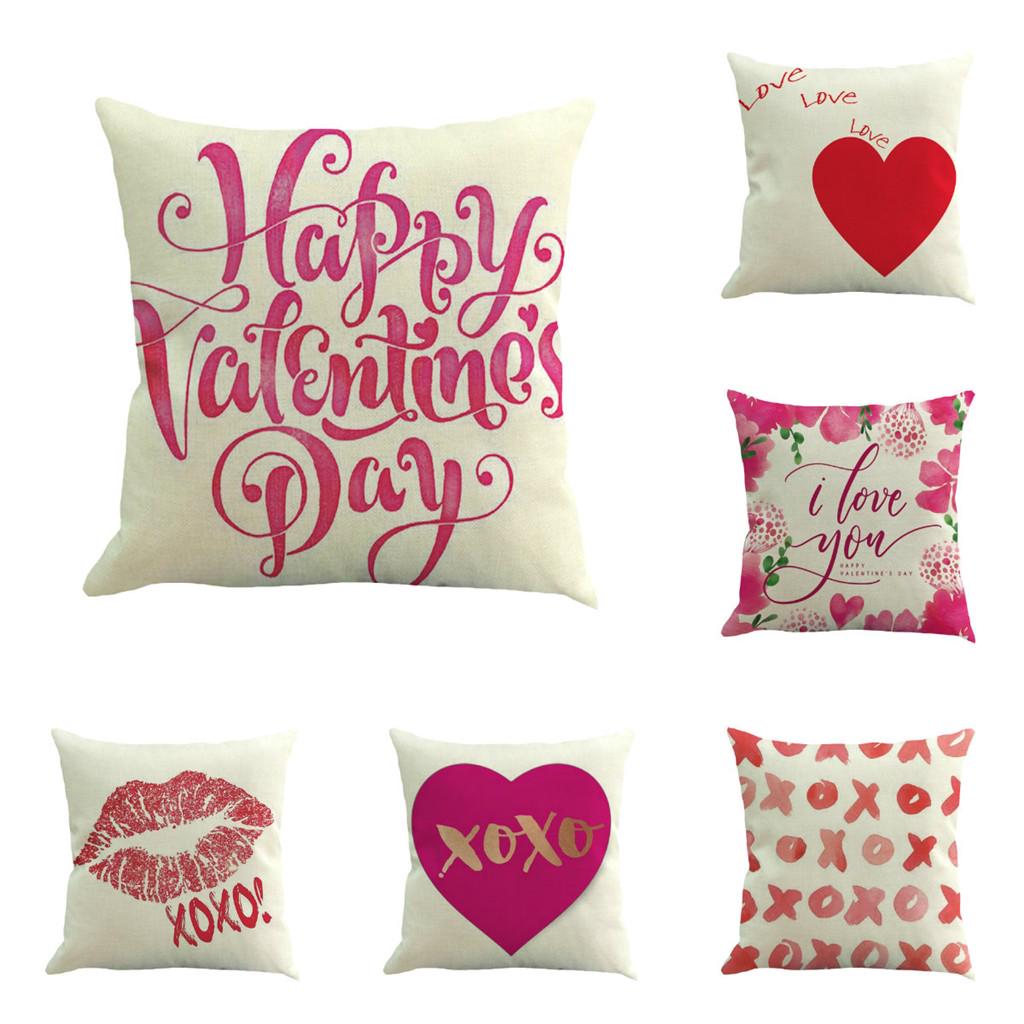 Buy HS Valentine's Day Print Pillow Case Polyester Sofa Car Cushion
