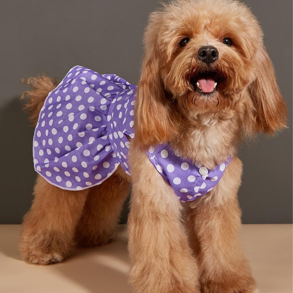 Dog Dress Cute Lightweight Fashionable Dots Print Button Design Pet Clothes for Puppy Cat