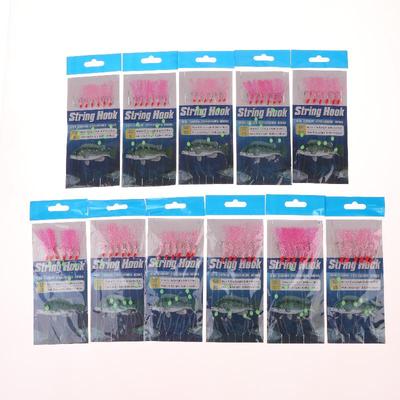 1Pc 6 Hooks Saltwater Rigs 6 String Hooks Flasher Mackerel Feather Fishing Bait Rigs Sea Fishing Lures Mackerel