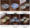 Chinese Ru Kiln Blue and White High-Footed Ceramic Plate for Fruit, Tea, Snacks, Pastries, and Living Room Decor