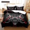 Dark Satanic Duvet Cover Set Satan Goat Inverted Pentagram Skull Bedding Set Full King Size Bed Set Bedroom Comforter Cover Set