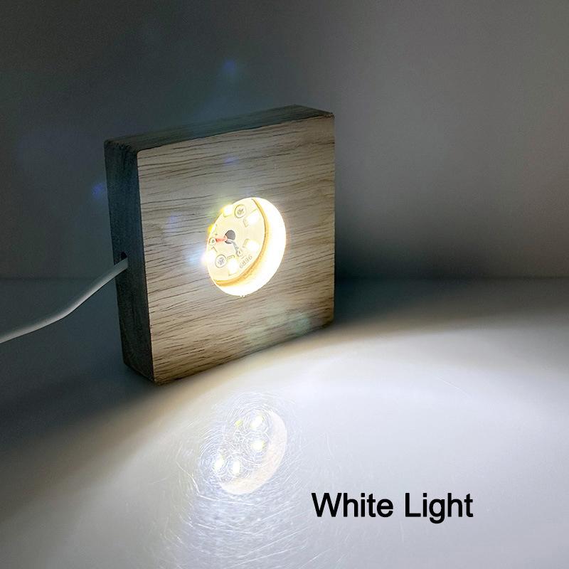 Xiaomi 1PCS 6/8/10CM Square LED Luminous Solid Wood Base DIY Crystal Ball Night Lamp Base Rubber Wood USB  Plug-In With Switch Ornament
