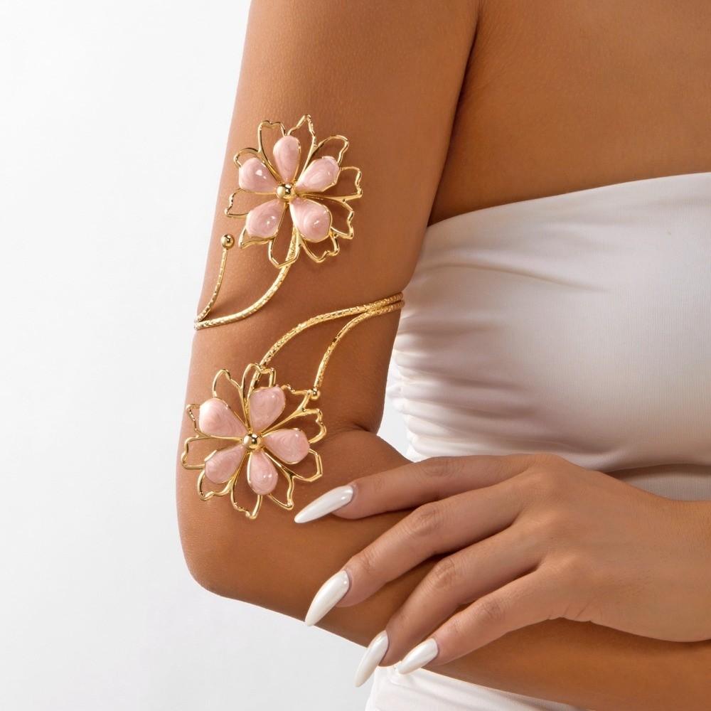 Floral Flower Bracelet Enamel Glaze Armband Fairy Open Arm Bangle  Party
