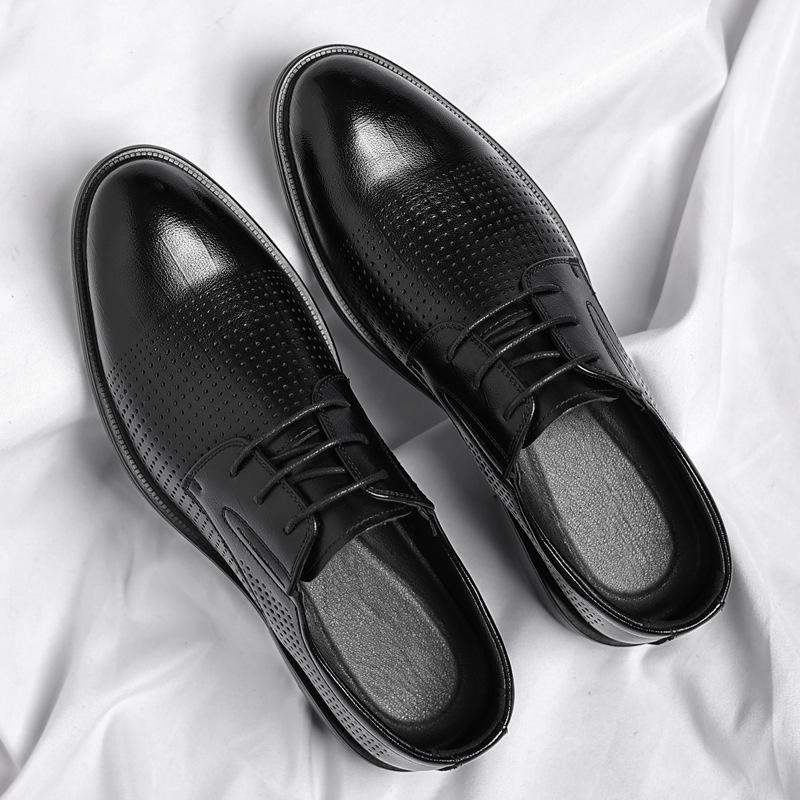 Wenzhou Leather Shoes Men's Hollow Men's Shoes Business Dress Inner Height Increase Leather Shoes Men's Casual Cool Leather Shoes Wedding Groom Shoes