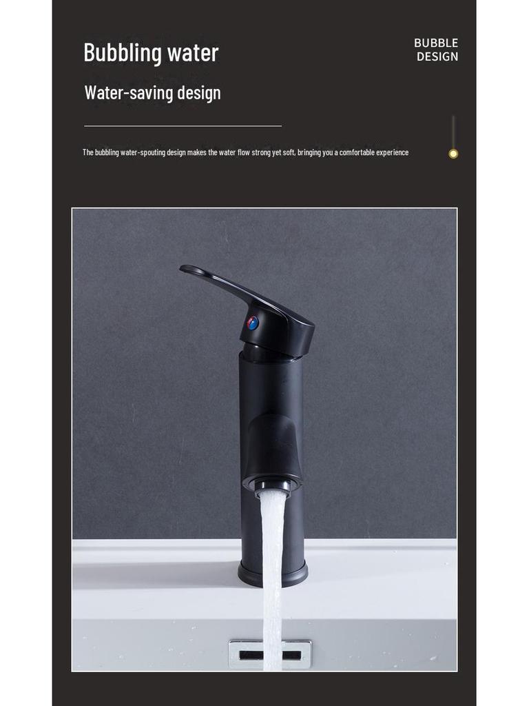 Black Electroplated Single-Hole Hot & Cold Bathroom Basin Faucet