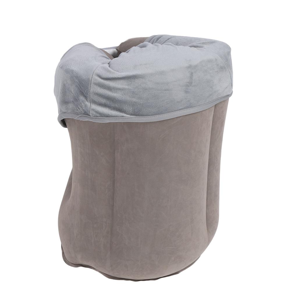 Inflatable Neck Pillow Gray Multifunctional PVC Flocking Inflatable Neck Rest Pillow for Travel