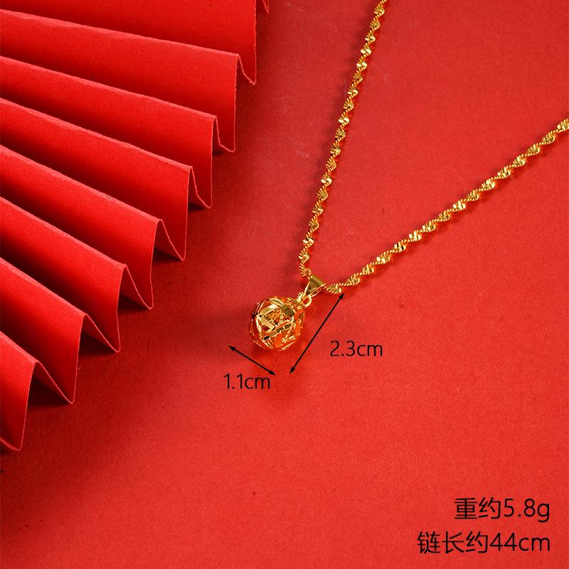 Vietnamese gold-plated necklace for women, long-lasting color, vintage heart-shaped imitation gold jewelry, copper alloy accessory, new clavicle
