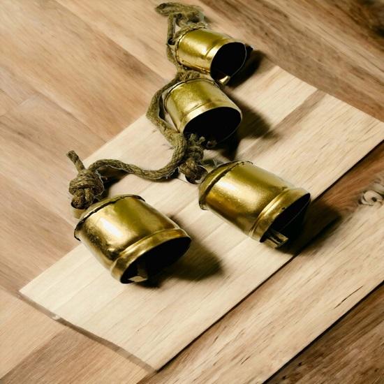 Set of 4 Harmony Cow Bells, Large Pet Neck Bell, Handmade Bell Set With Rope, Pet Accessories, Decorative Iron Bells, Christmas Gift