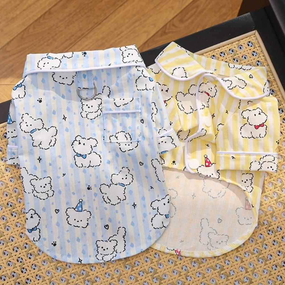 Cartoon Animal Pattern Puppy Cotton Shirt Breathable Dog Short Shirt Cute Pet Sleepwear  Summer