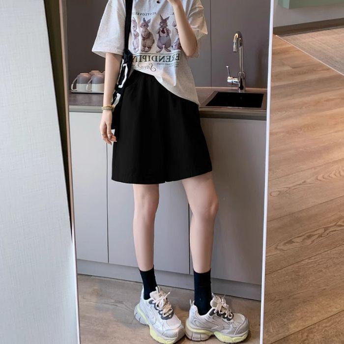 

Women s High-Waisted A-Line Summer Workwear Shorts: Petite, Loose, and Slimming Wide-Leg Design Medium чёрный