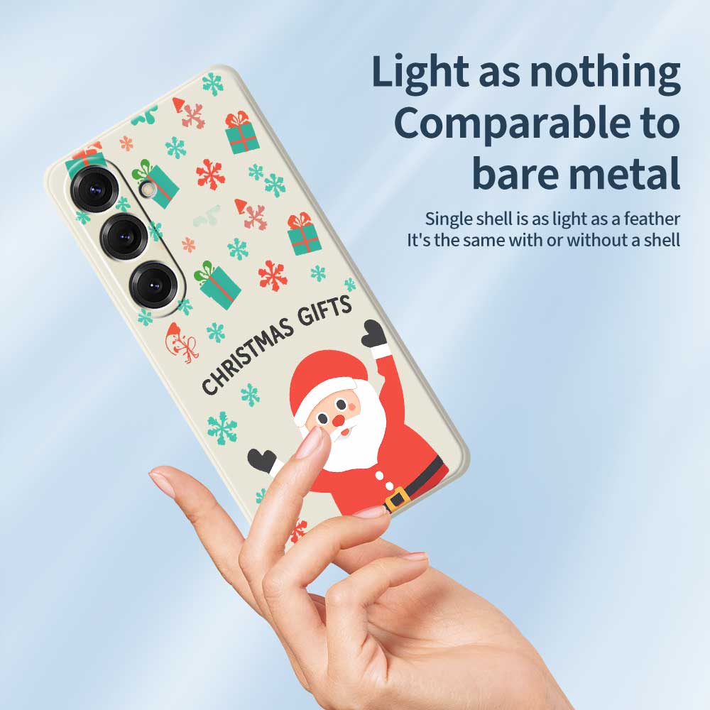 For Samsung Galaxy S25 Case Christmas Gifts Pattern Printing Straight Edge TPU Phone Back Cover