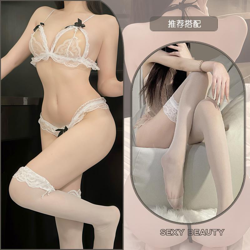 Sexy lingerie bikini three-point women's pearl thong bra passion free suit fun lingerie