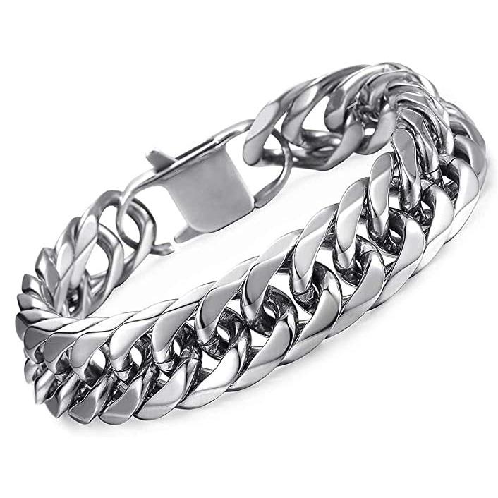 Bracciale Quadrato Trendy da Uomo in Acciaio Inossidabile con Fibbia: Fresco, Versatile ed Elegante