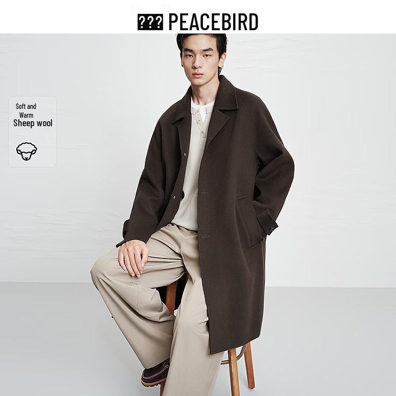 

PEACEBIRD Men s Wool Blend Lapel Overcoat XL