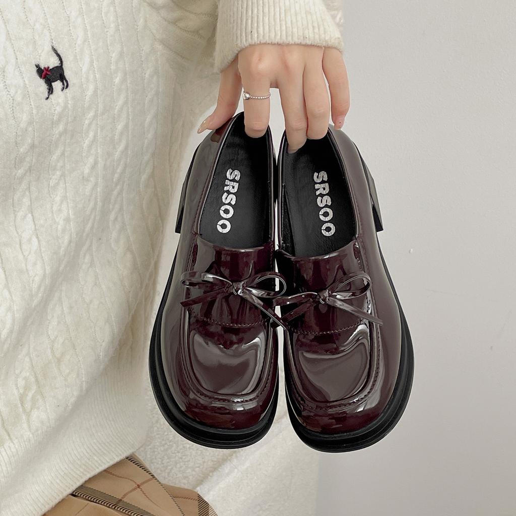 Popular retro British style black thick heel small leather shoes women's 2025 new autumn skirt versatile loafer single shoes