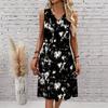 Plus Size V Neck Sleeveless Dress Far Mountain Cloud Ink Print For Wetland Park Tour