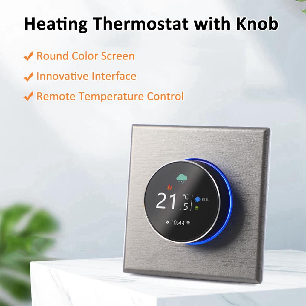 WiFi Smart Thermostat Color Screen Rotary Heating Thermostat with Backlight Temperature Sensor Time Temperature