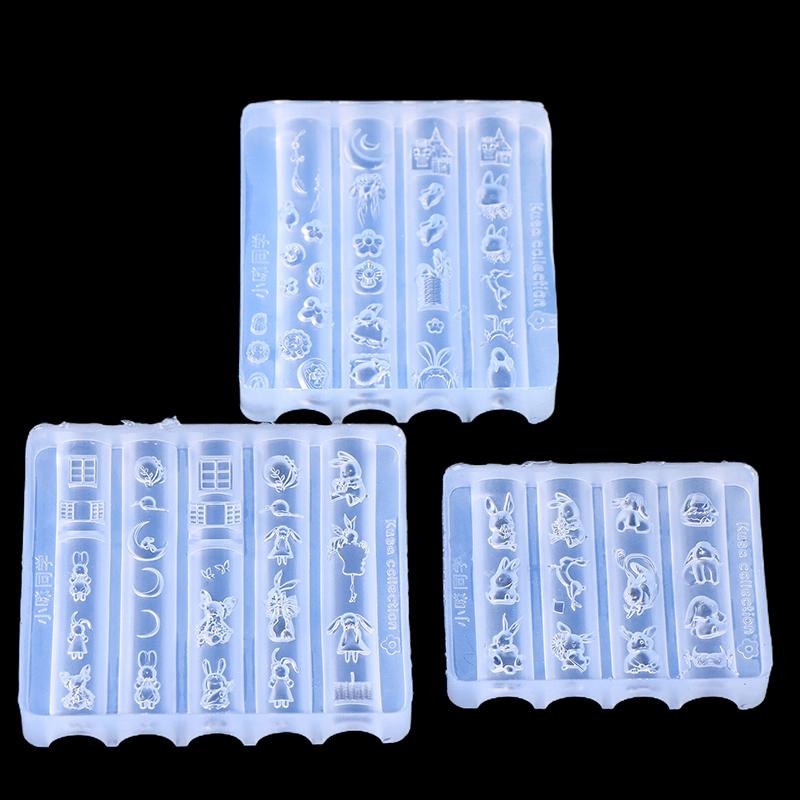 Cute Nail Mold Silicone Rabbit Paradise Moon Castle Art Elegant Oil Painting Style Nail Stereoscopic Template Mold