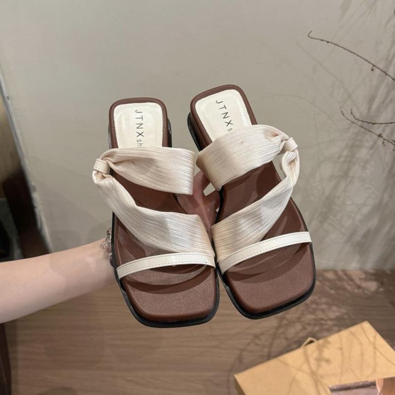 

Туфли женские на высоком каблуке-клине, летние новые, с квадратным носком, шлепанцы с открытым носком, женская верхняя одежда с юбкой, сандалии 40