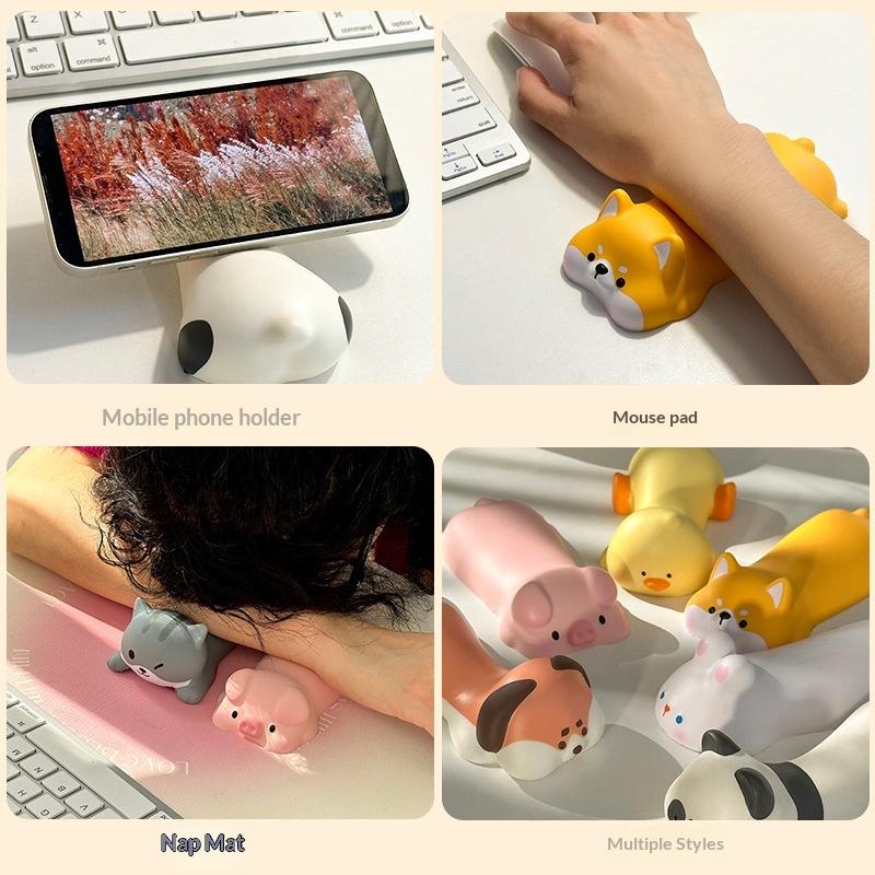 Cartoon Animal Wrist Support Pad Soft Ergonomic Mouse Rest Relieve Pain for Office School Gaming