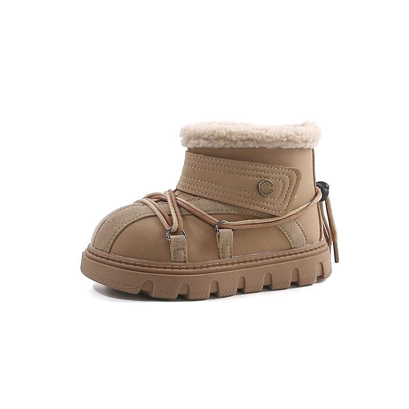 Youth style shoes Kids Winter Snow Boots Boys Girls Warm Faux Leather Ankle With Thick Lining Rubber Sole