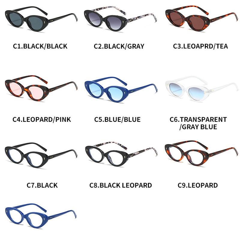  New Retro Cat Eye Women Sunglasses Fashion Candy Color Shades UV400 Men Trending Rivets Punk Sun Glasses