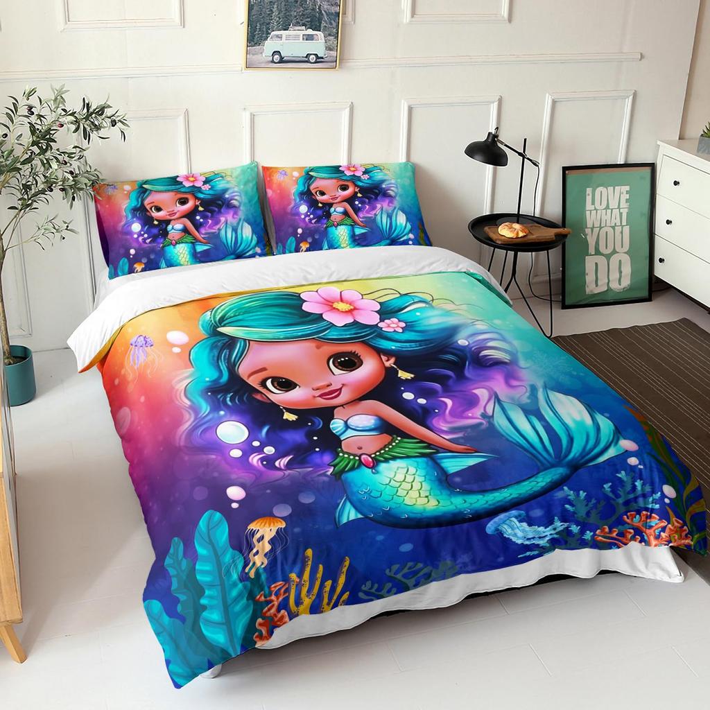 Cute Scales Three-Piece Quilt Cover 3D Digital Printing Bedding Set
