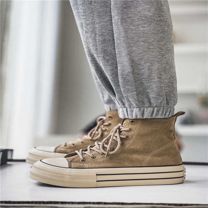 Hot sale Brown Men's Canvas Shoes Fashion Espadrilles Man High top Sneakers Platform Vulcanized Shoes Men Casual Board Shoes