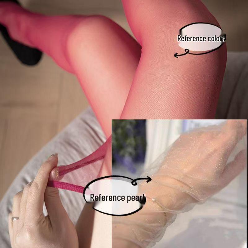 Spring/Summer Sexy Black Pearlescent Silver Thread Thigh High Stockings - Mature Slimming Over-the-Knee Style