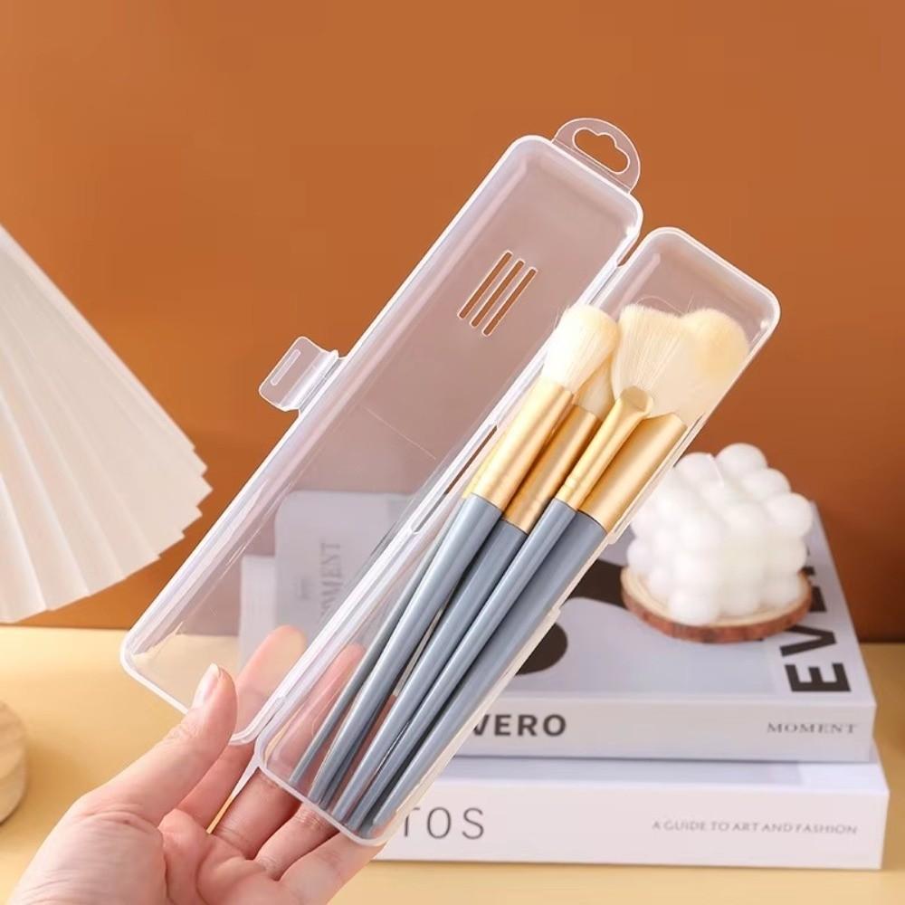 Dustproof Makeup Brush Storage Box Transparent Desktop Cosmetic Storage Container  for Women Girls