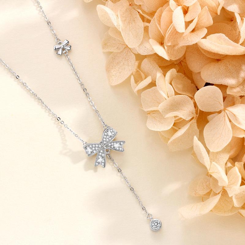 Bow Tassel Necklace Niche Exquisite Mori Small Fresh Ins Cold Wind Accessories Women Premium Durable Quality Useful