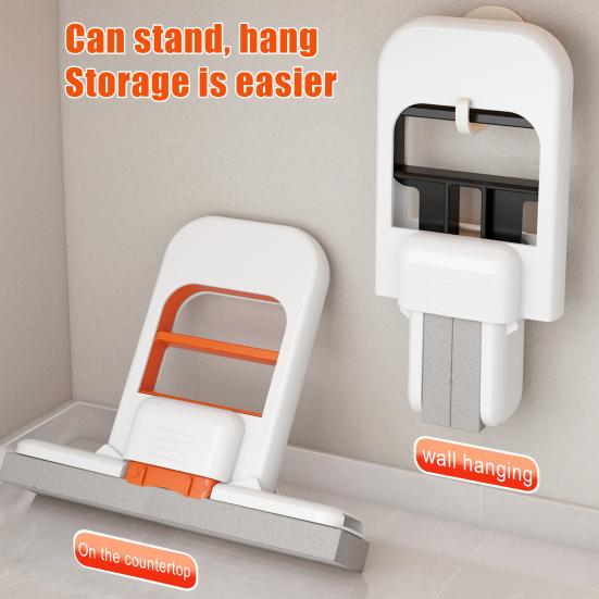 1/2/3Pcs Mini Mop with Deep Groove Design Wet/Dry Sponge Mop One-Hand Squeeze Handle Foldable Desktop Mop