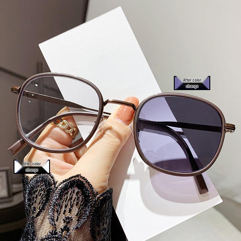 

Каштаново-коричневые фотохромные линзы с защитой от синего света, очки с передовым отбеливанием кожи, студенческий стиль, коррекция миопии