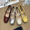 French Fairy Style Red Square Head Mary Jane Shoes Girl Spring 2025 New Bow Flat Ballet Shoes