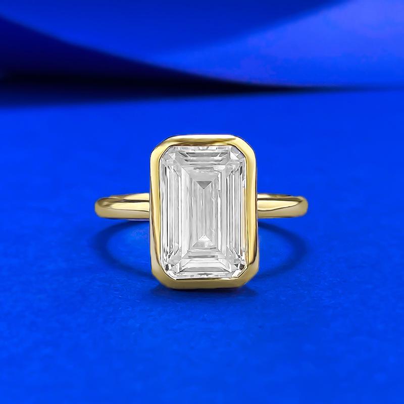 Xian Can Schmuck 2026 S925 Silber Rechteckiger Weißer Diamant Zargenfassung Ring - Einfach & Vielseitig